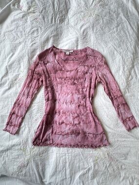 Victor Carlini Y2K Muted Pink Tie Dye Mesh Top Size S